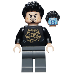 Tony Stark - Black Shirt with Gold Helmet Lego® - sh0747