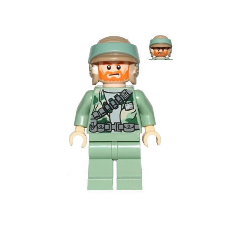 Endor Rebel Commando - Beard and Angry Dual Sided Head Lego® - sw0511