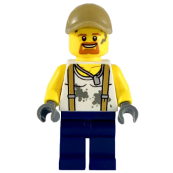 City Jungle Engineer - White Shirt with Suspenders and Dirt Stains