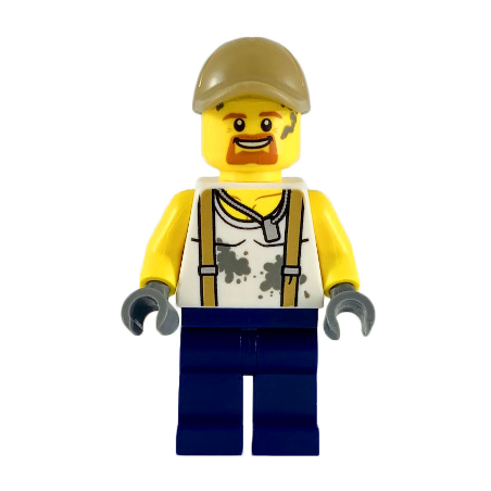 City Jungle Engineer - White Shirt with Suspenders and Dirt Stains