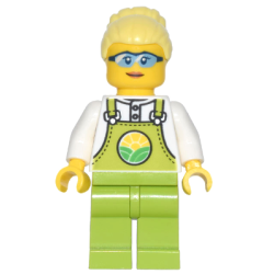 Farmer Peach - Lime Overalls over White Shirt